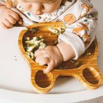 Dětský bambusový talíř a lžička pro první příkrmy – Zajíček – 3