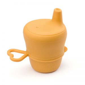 Silikónový netečúci pohár s viečkom pre deti, medovožltá, 150 ml