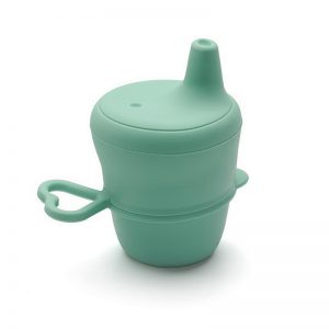 Silikónový netečúci pohár s viečkom pre deti, zelená, 150 ml