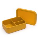 dodoli Desiatový box s priehradkami pre deti – detský obedový Bento box, silikón, 700 ml, 17 x 13 cm, medovožltá